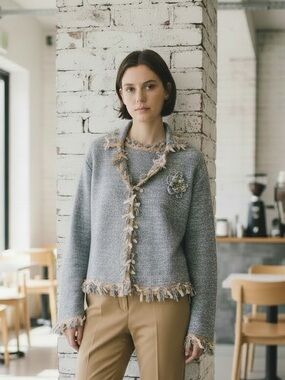 Storybook Knits Twin Set with Ribbons and Fringe